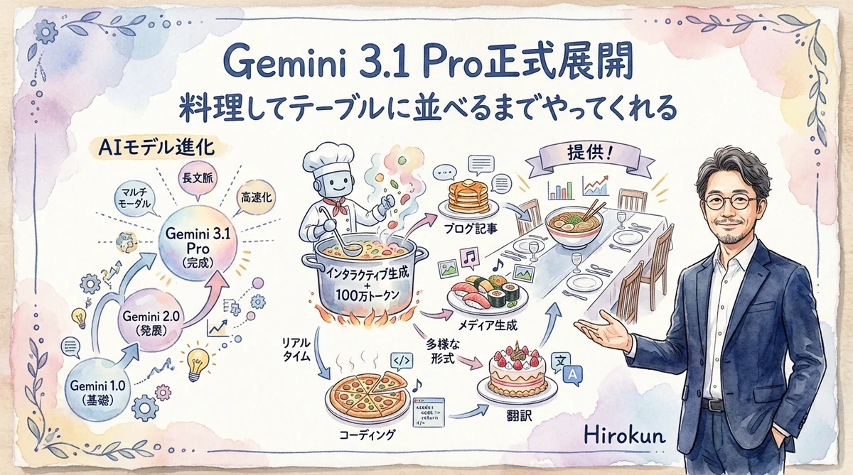 Gemini 3.1 Pro展開のグラレコ図解