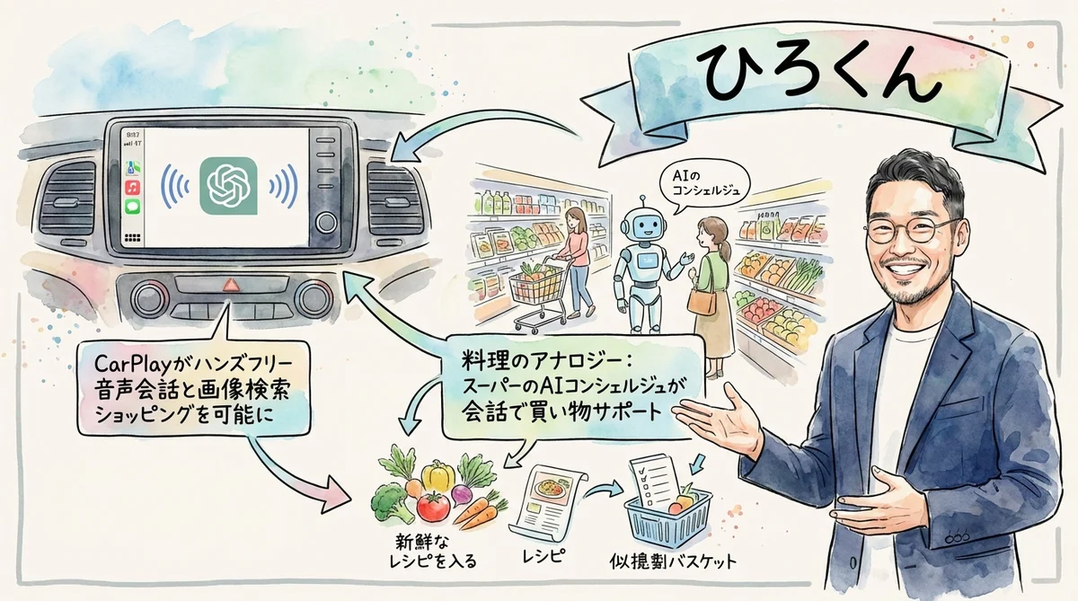 ChatGPT CarPlay ショッピング強化のグラレコ