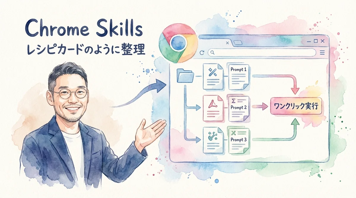 Chrome Skills プロンプト保存 グラレコ図解