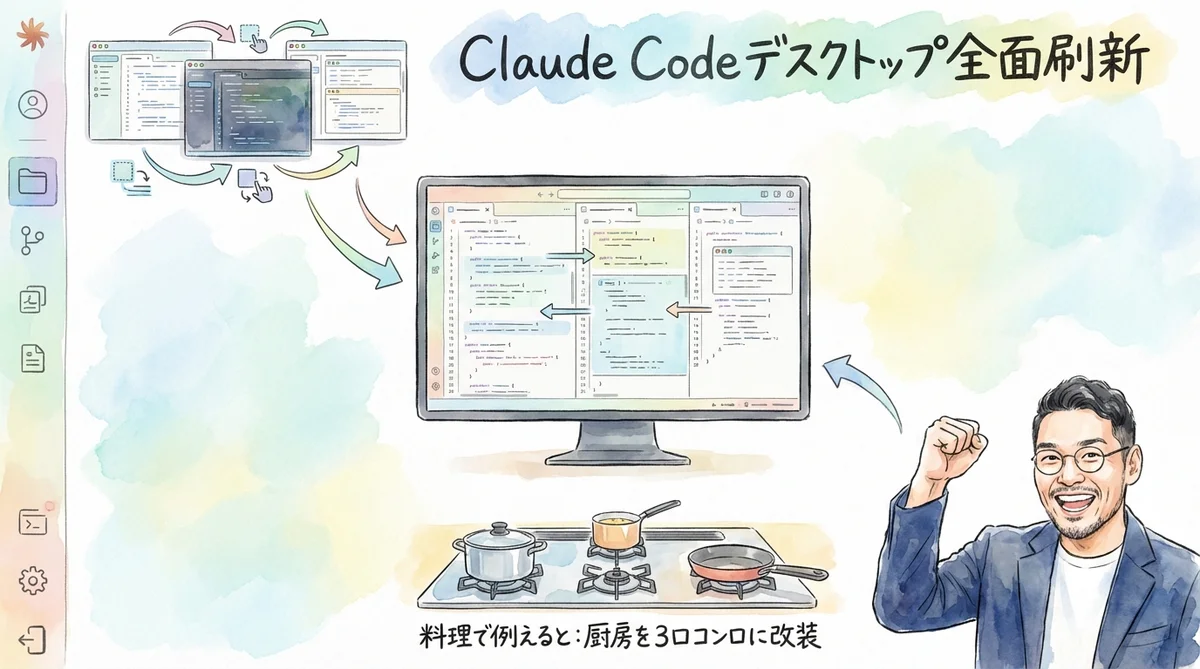 Claude Codeデスクトップ刷新の図解グラレコ