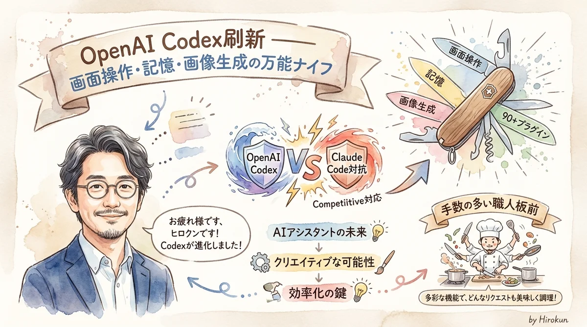 OpenAI Codex刷新 — 画面操作・記憶・画像生成の万能ナイフ