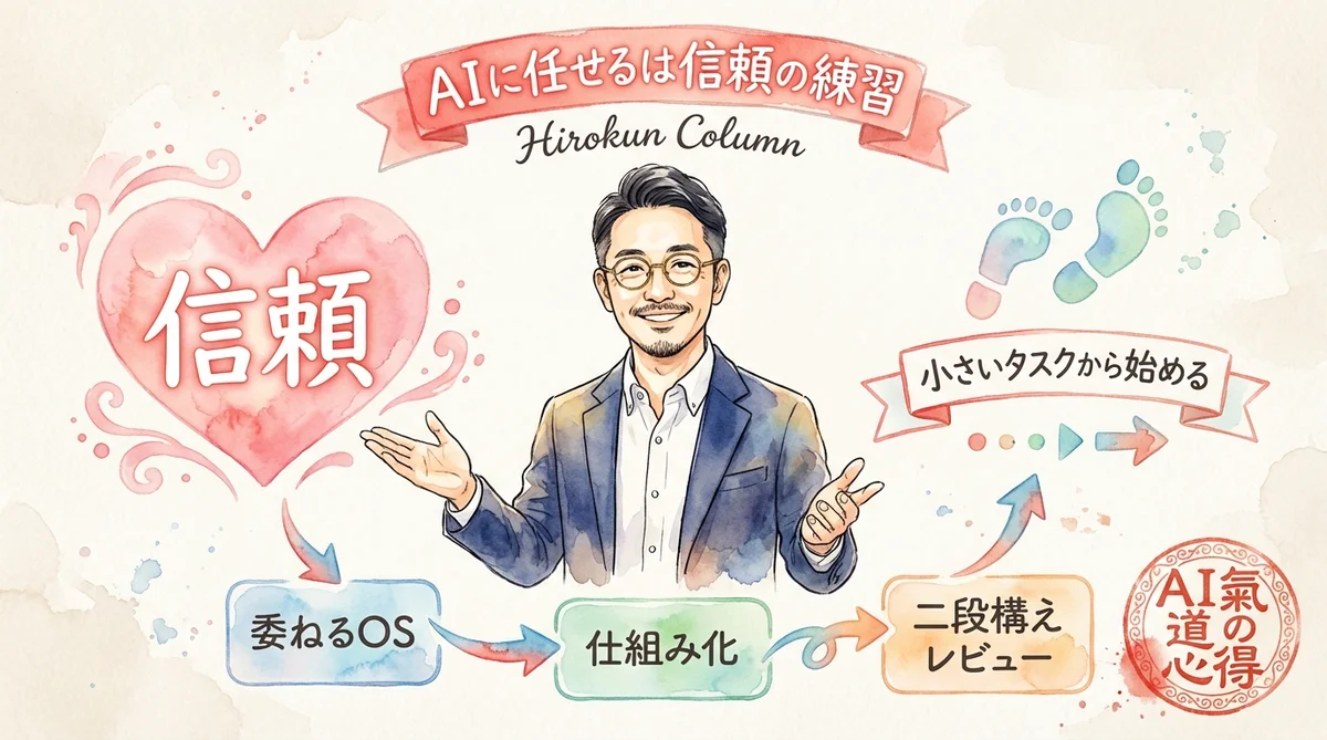 ひろくんコラム図解: AIに任せるは信頼の練習