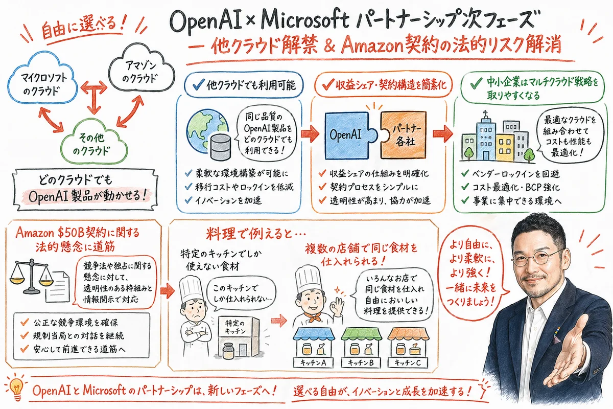OpenAI×Microsoftパートナーシップ次フェーズのグラレコ