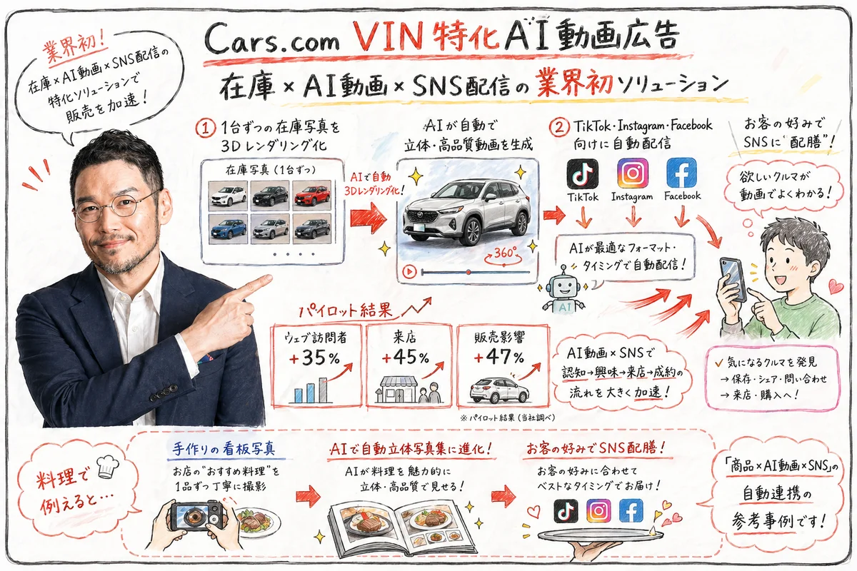 Cars.com VIN AI動画広告のグラレコ