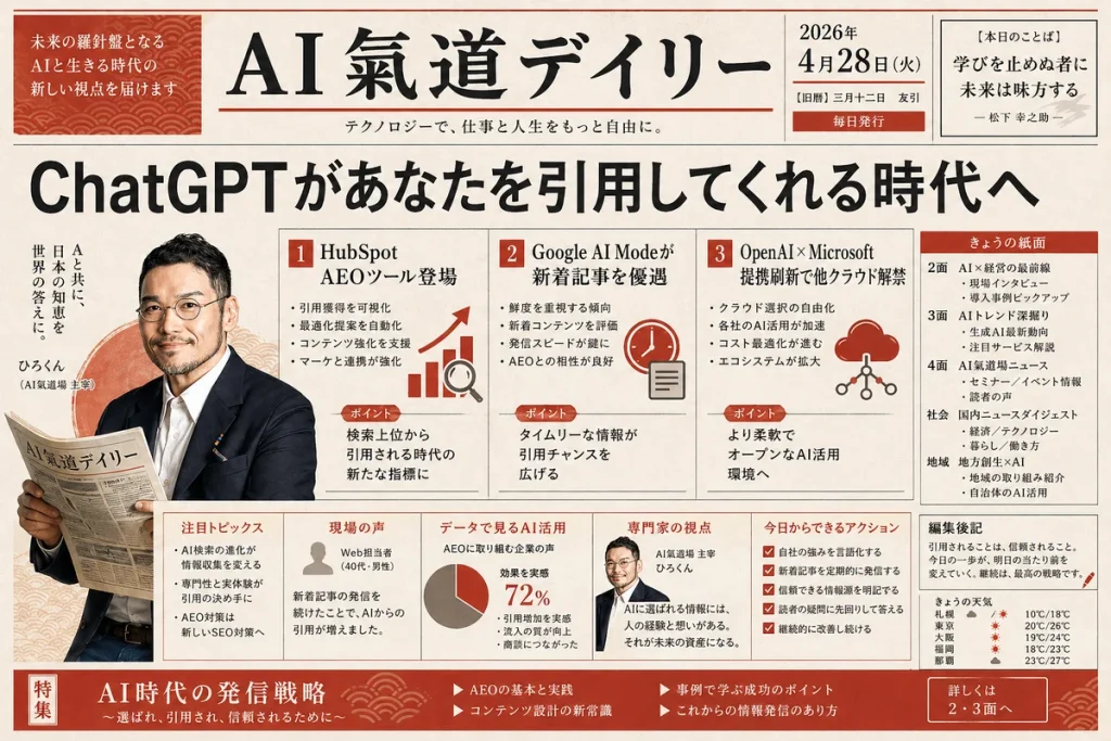 AI氣道デイリー2026年4月28日号 新聞風アイキャッチ
