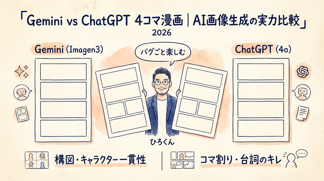Gemini vs ChatGPTで4コマ漫画！AI画像生成の実力比較 グラフィックレコーディング図解