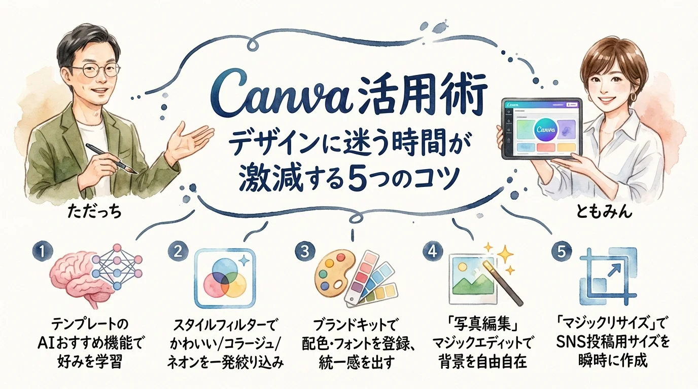 Canva活用術5つのコツ グラレコ図解 ただっち×ともみん GPTs研究会LIVE 2026年4月2日