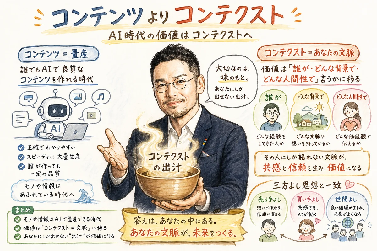 ひろくんコラム図解 コンテンツよりコンテクスト AI時代の価値