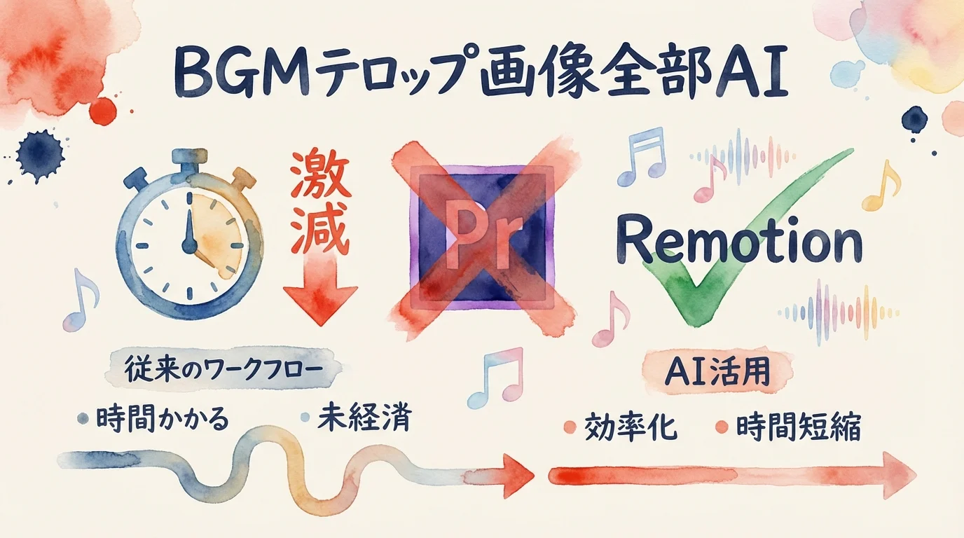 BGM・テロップ・画像、全部AI 図解グラレコ