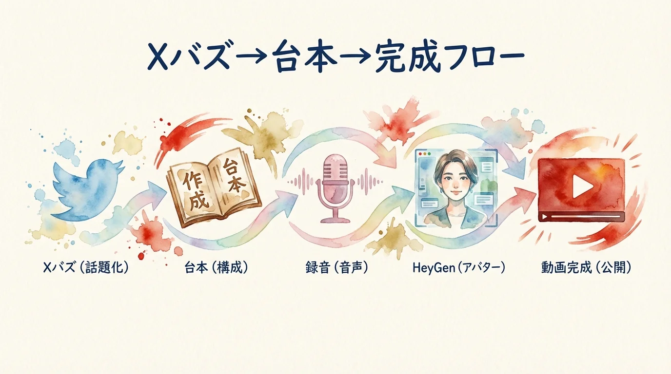 AI動画制作フロー全公開 図解グラレコ