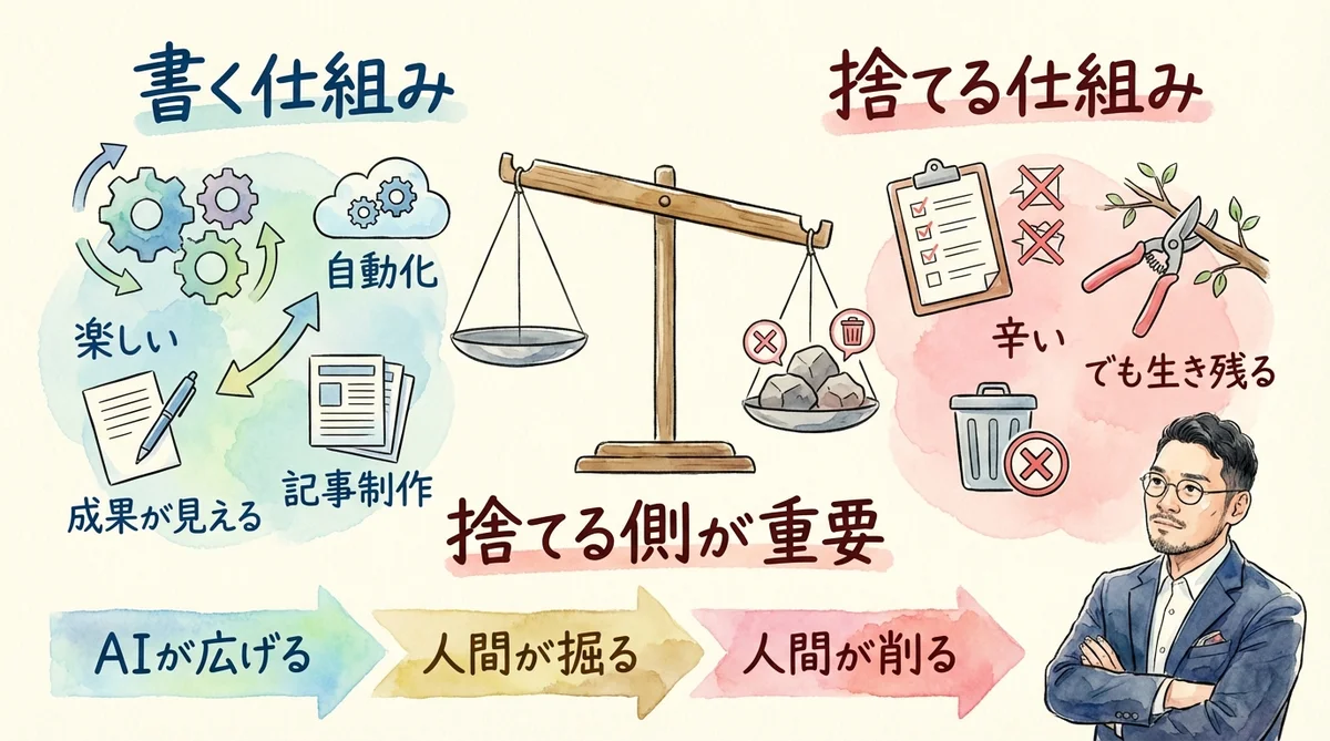 書く仕組みvs捨てる仕組みの図解