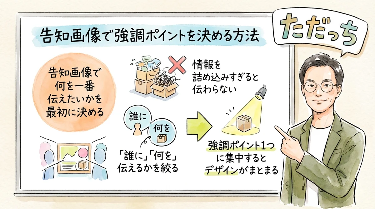 告知画像で何を強調するか決める