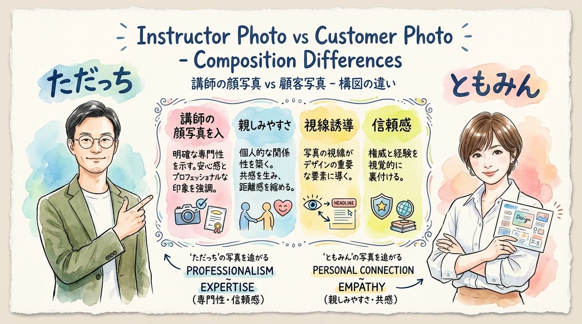 講師写真とお客様写真の構図の違い