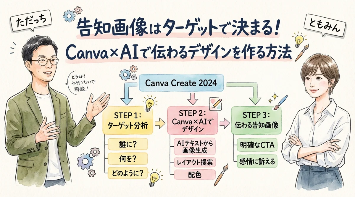 告知画像の作り方をプロが実演！Canva×AIで伝わるデザインの秘密 全体図解