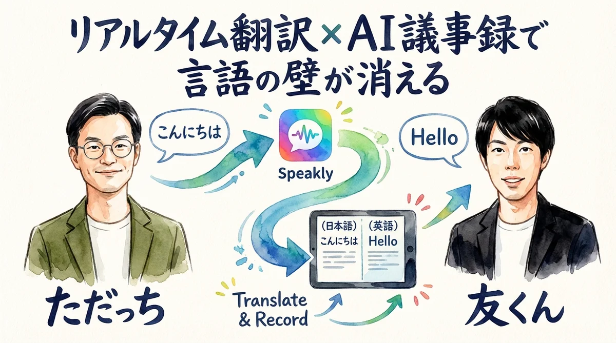 Genspark 4.0のリアルタイム翻訳×AI議事録で言語の壁が消える瞬間の図解