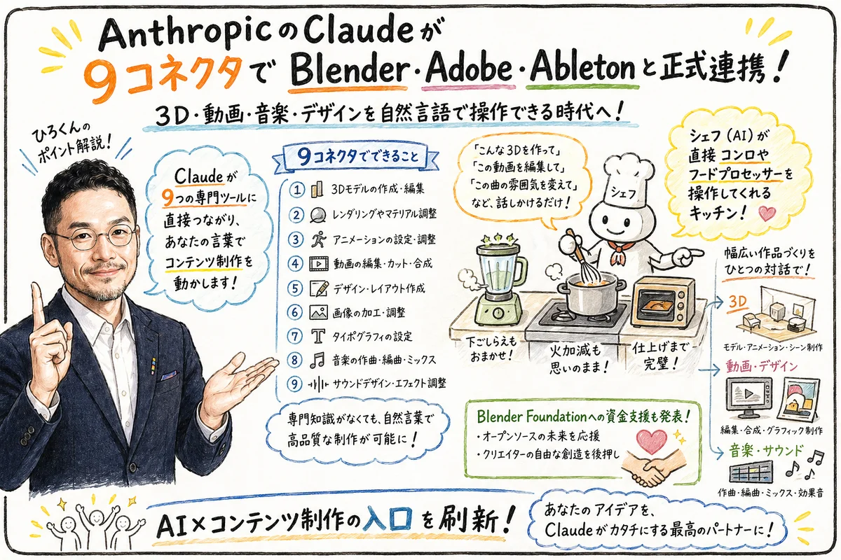 Anthropic Claude クリエイティブツール9コネクタ Blender Adobe Ableton