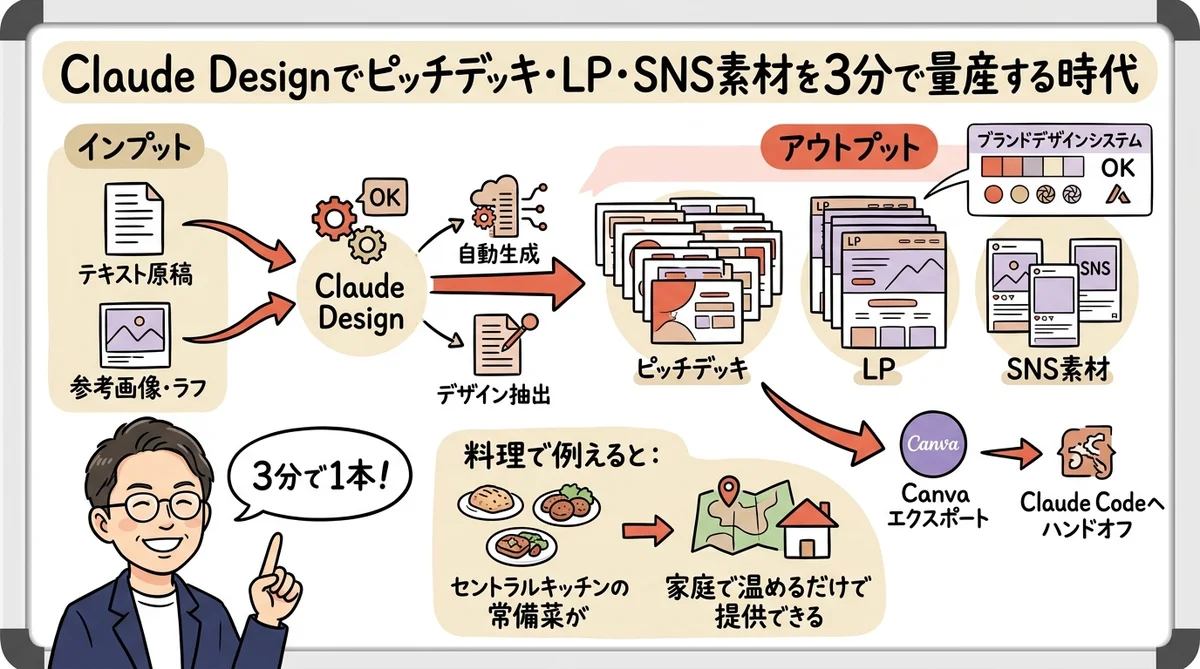Claude Design 中小企業 ピッチデッキ LP SNS素材