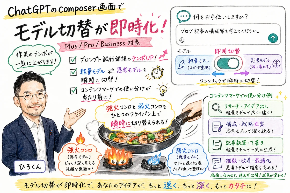 ChatGPT composer モデル切替 GPT-5.5 Pro Thinking