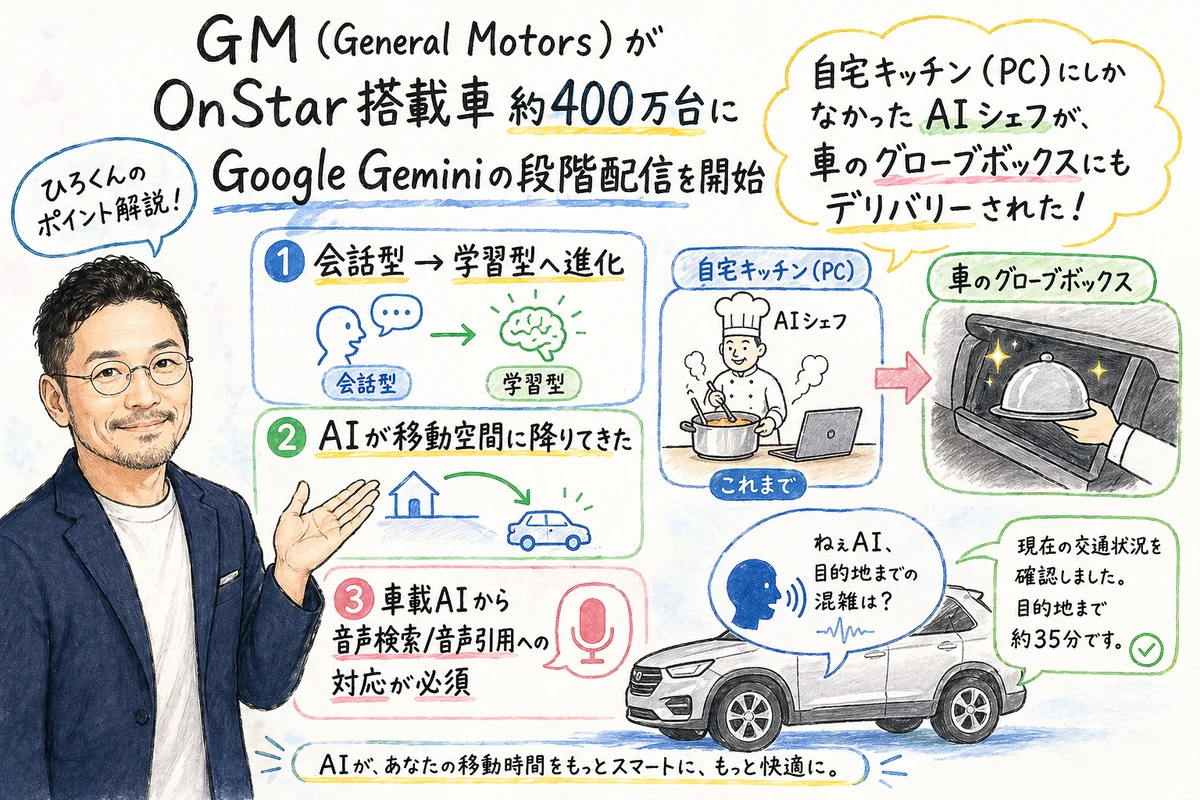 GM OnStar Google Gemini 車載AI 400万台 配信
