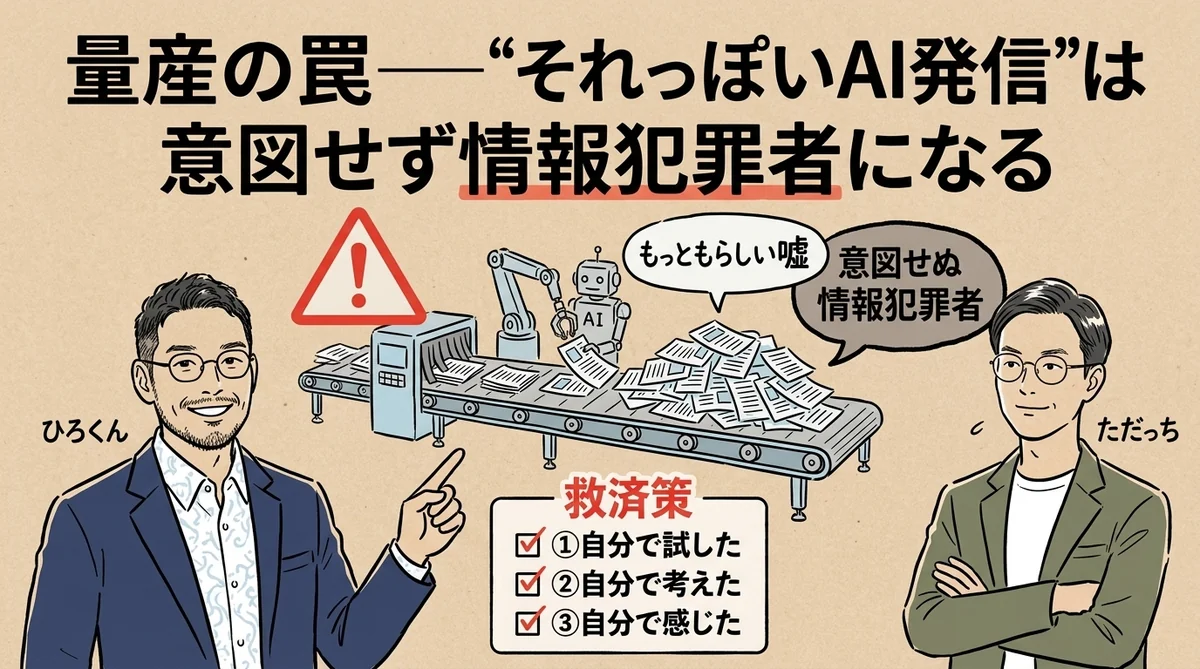 量産の罠：それっぽいAI発信で情報犯罪者にならないために──ひろくん×ただっち