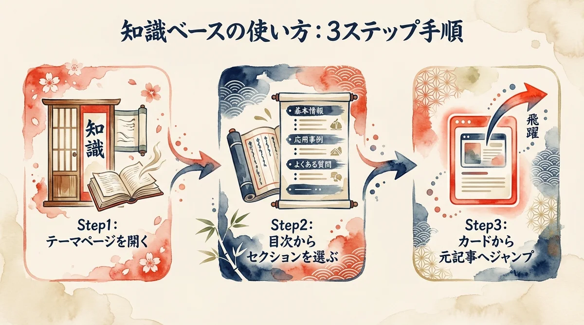 ナレッジベースの使い方 3ステップ手順