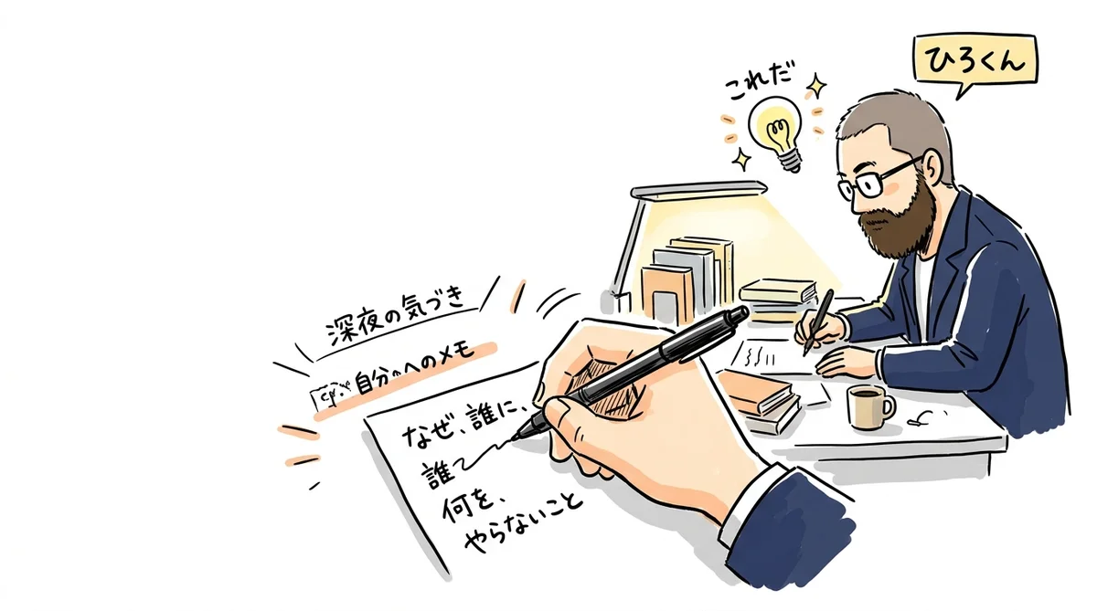 殴り書きした一行から始まる