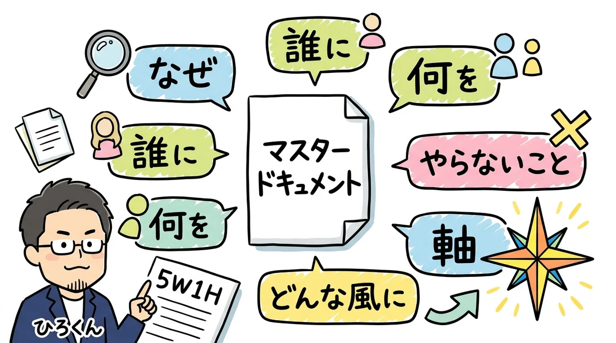 マスタードキュメントは5W1H+軸を書いた1枚の紙