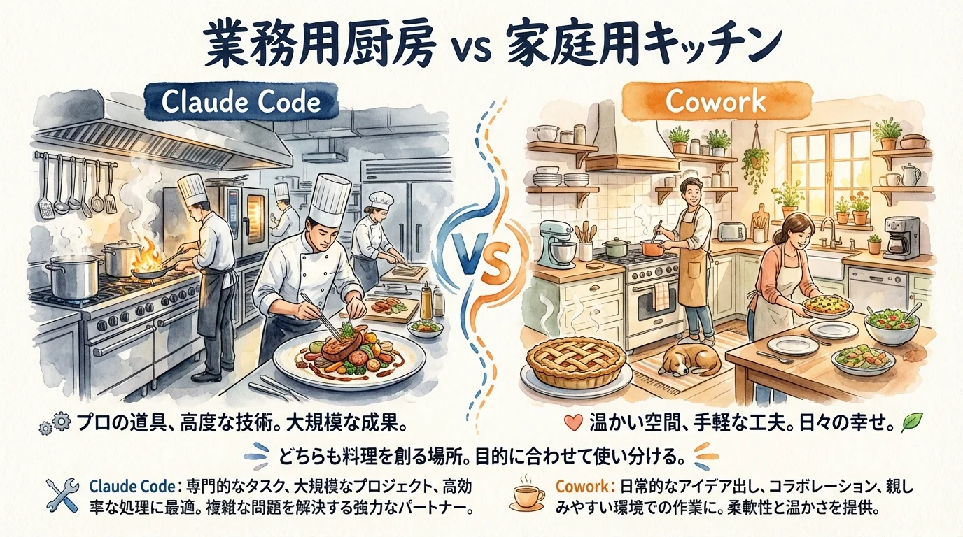 業務用厨房vs家庭用キッチン図解