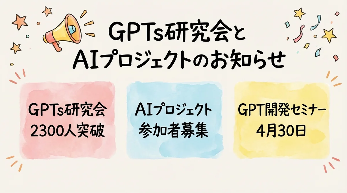 GPTs研究会 AIプロジェクトお知らせ