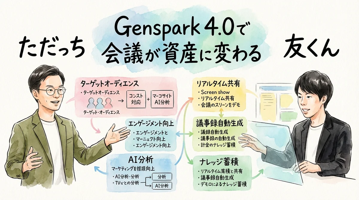 Genspark 4.0で会議が資産に変わる——リアルタイム翻訳×AI議事録のグラフィックレコーディング