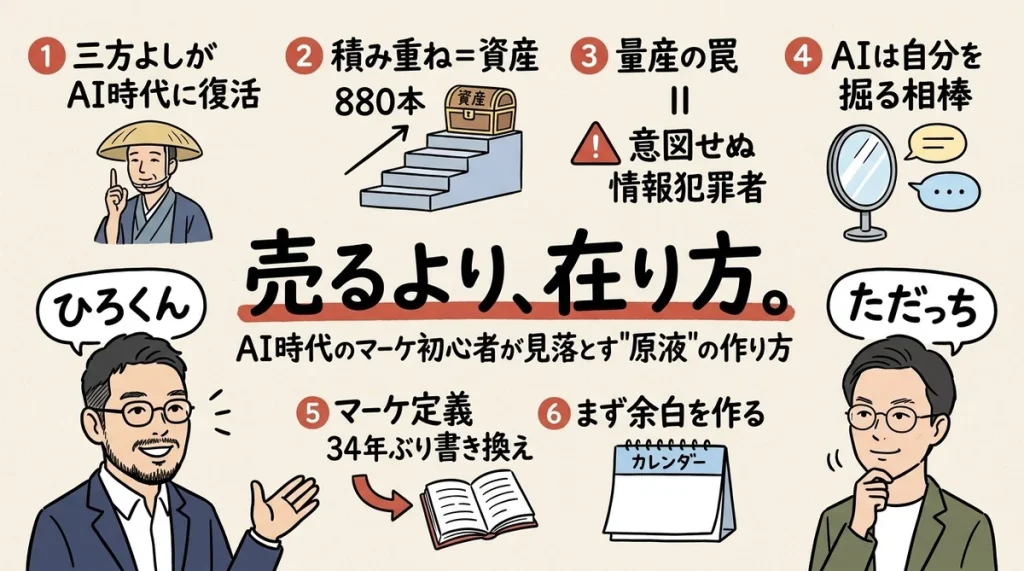 AI時代のマーケ初心者が見落とす原液の作り方グラレコ（顔似せ版）
