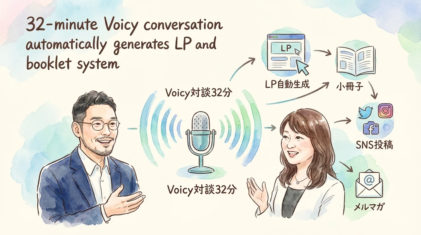 Voicy対談からLP・小冊子・記事が生まれる仕組みを解説するグラレコ
