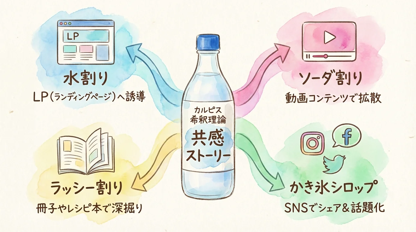 カルピスの原液理論——共感ストーリーからコンテンツが展開する図解