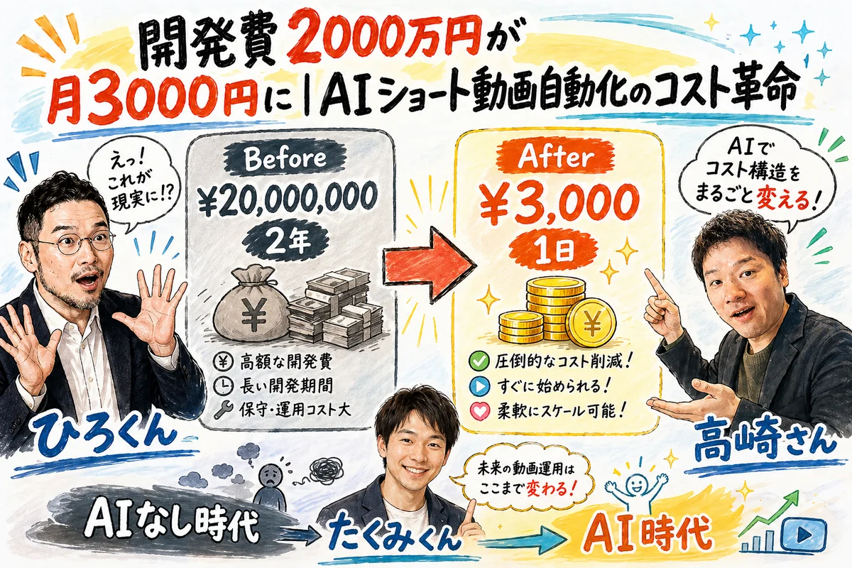 開発費2000万円が月3000円に｜AIショート動画自動化のコスト革命