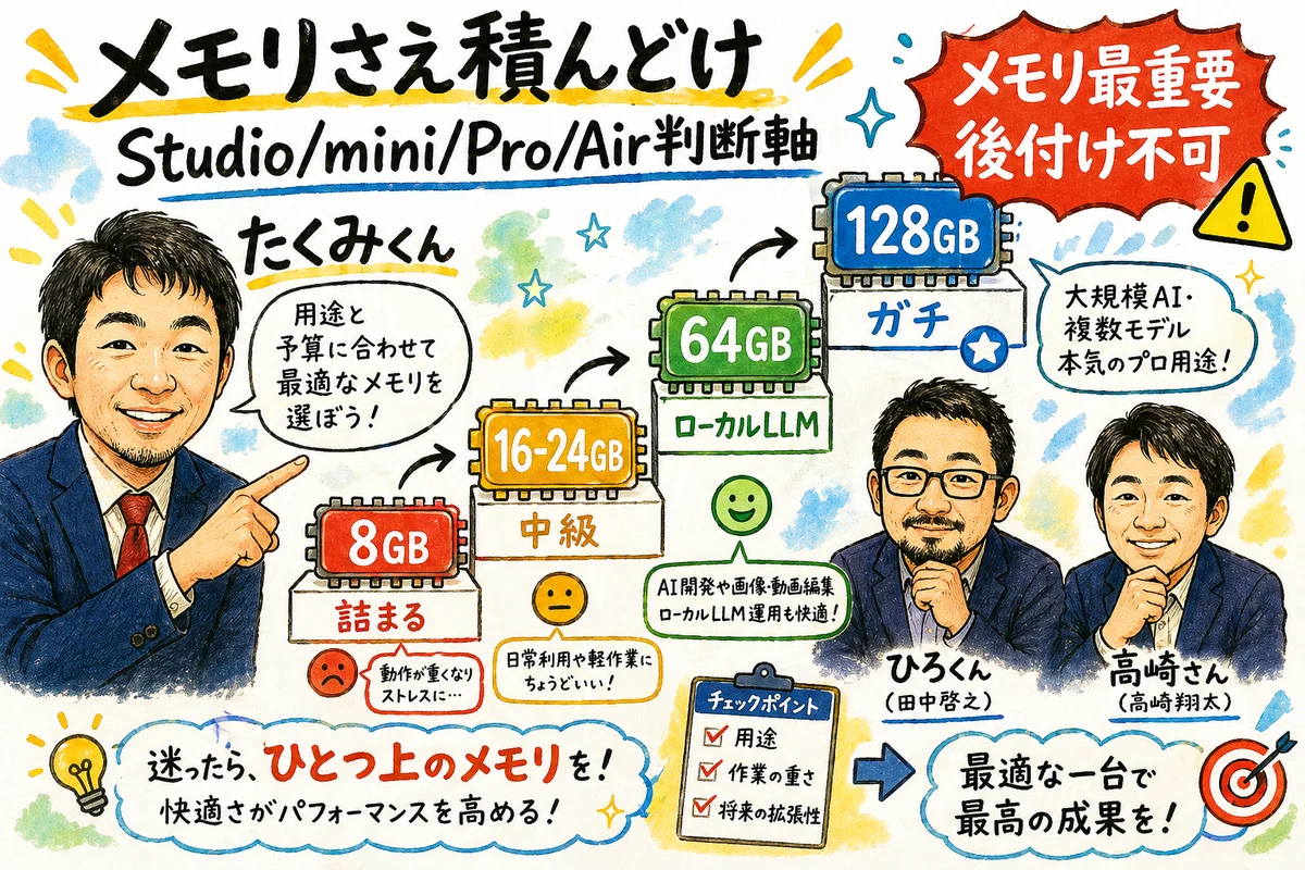 メモリさえ積んどけ｜Studio/mini/Pro/Air判断軸