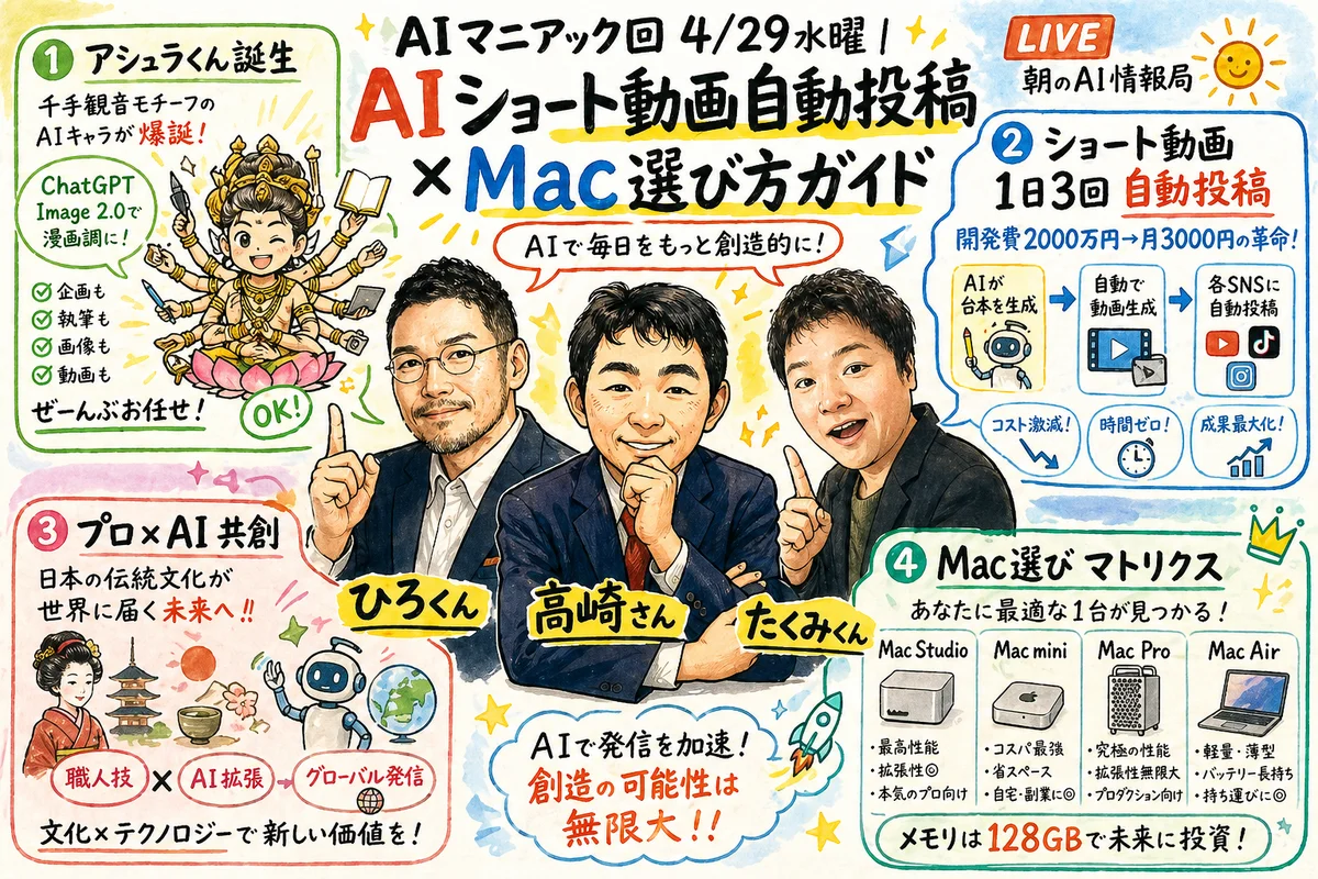全体図解：AIショート動画自動化×Mac選びマニアック回