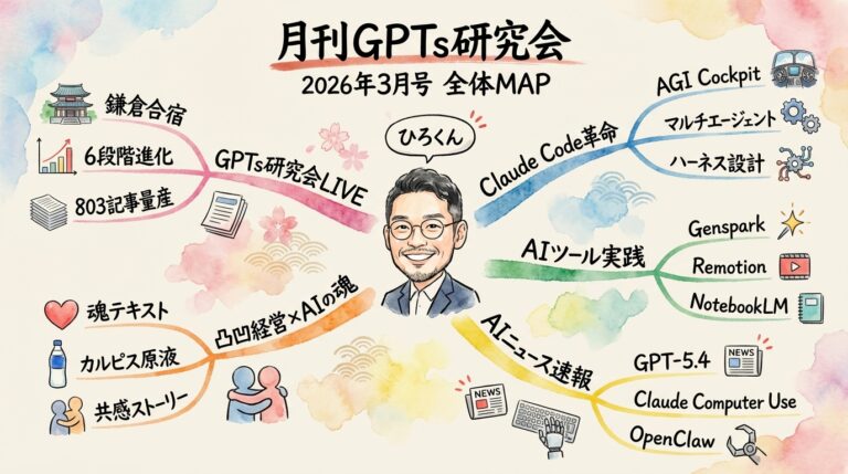 月刊GPTs研究会 2026年3月号 MONTH MAP グラフィックレコーディング図解