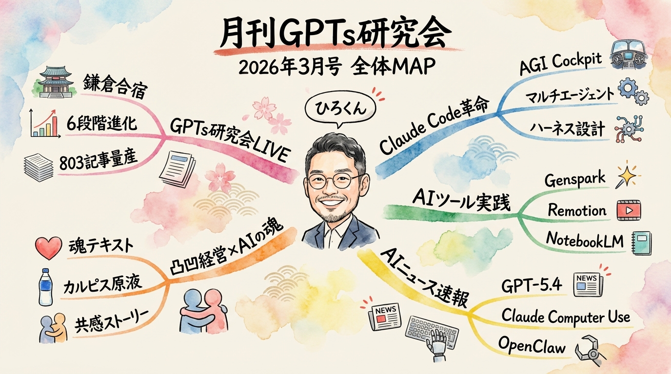 2026年3月 月刊GPTs研究会 全体俯瞰グラフィックレコーディング
