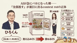 AIが急にバカになった朝 context rot 全体図解（ひろくん+凛+モルくん）
