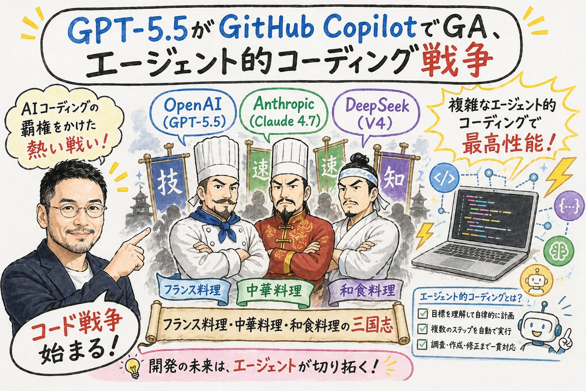 GPT-5.5 GitHub Copilot GA のグラレコ