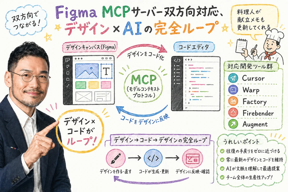 Figma MCP 双方向ワークフローの図解