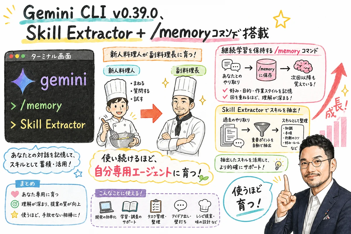 Gemini CLI Skill Extractor のグラレコ