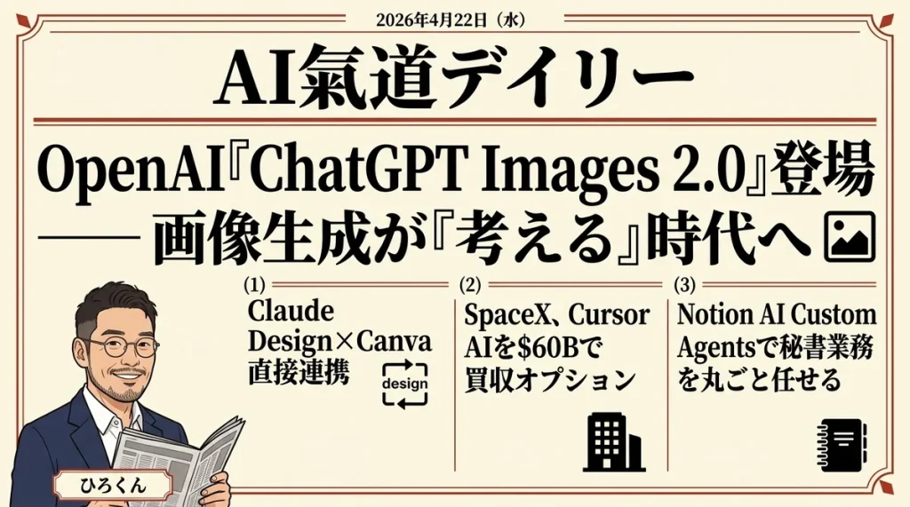 2026年4月22日AI氣道デイリー 新聞風アイキャッチ