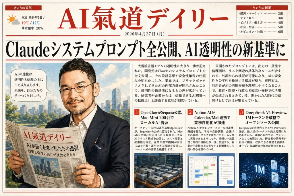 AI氣道デイリー 2026年4月27日号 一面
