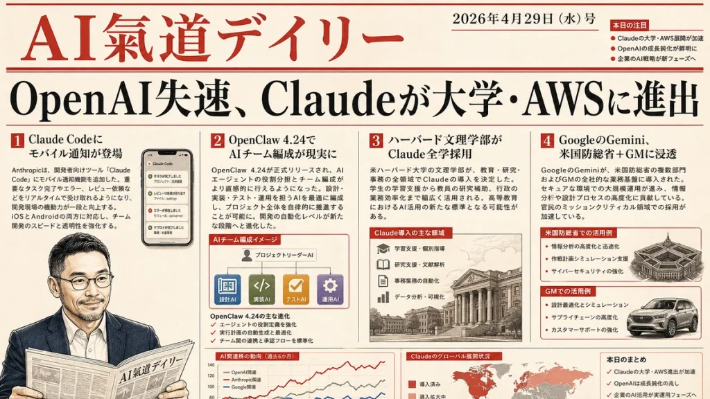 AI氣道デイリー 2026年4月29日号 新聞風メイン画像