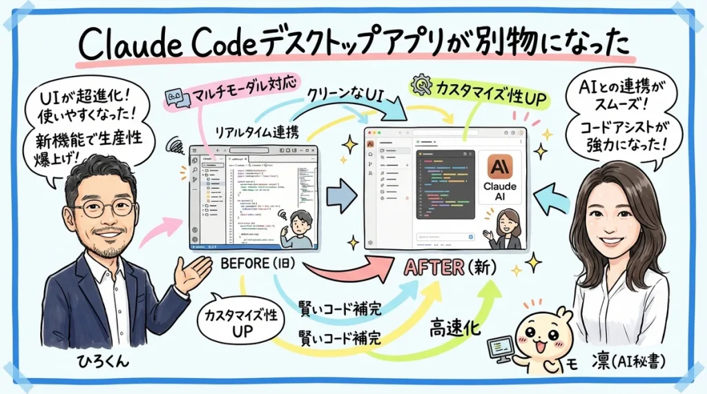 Claude Codeデスクトップアプリが別物になった 全体図解グラレコ