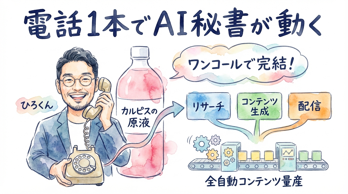 AI秘書の作り方｜電話1本で3エージェントが動くClaude Code実演 グラフィックレコーディング図解