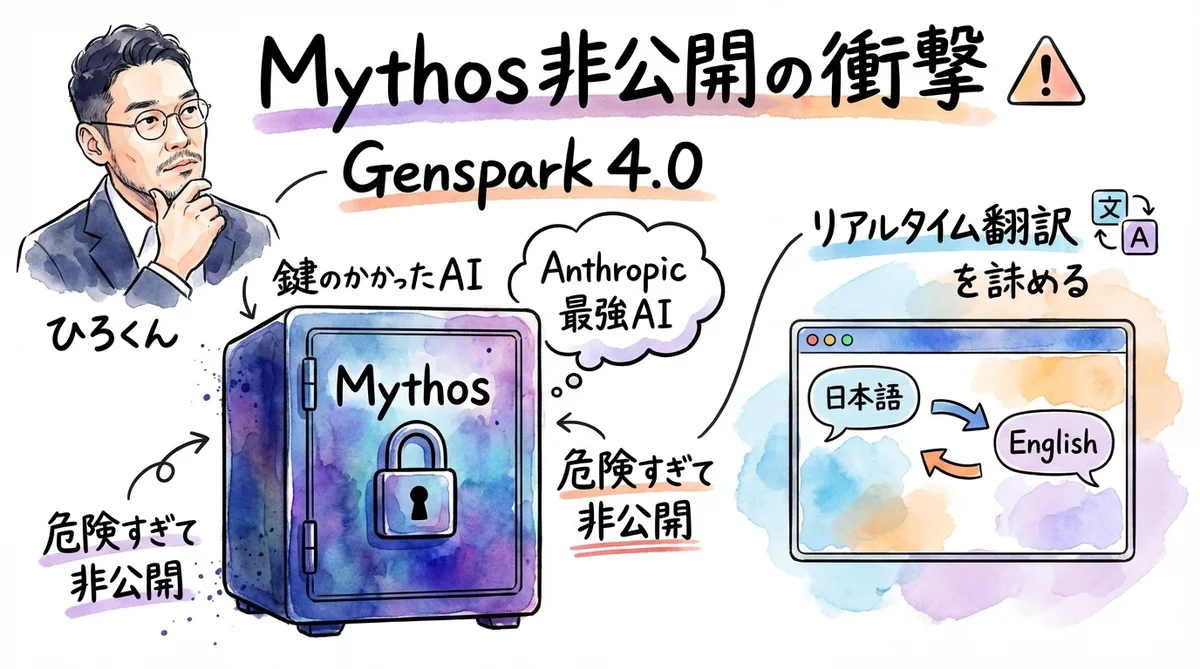 Anthropicが「Mythos」を封印した理由と、AIの安全性管理の重要性を示す図解