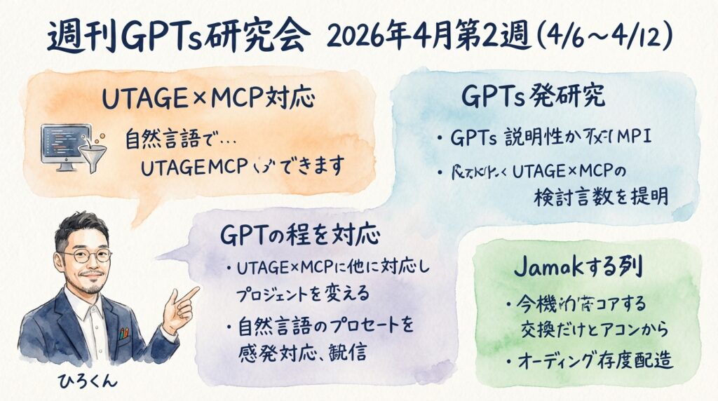 週刊GPTs研究会 2026年4月第2週 全体グラフィックレコーディング図解