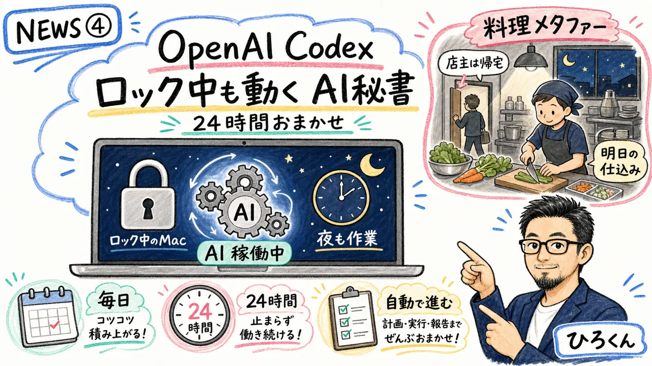 OpenAI CodexがMacロック中も制御可能